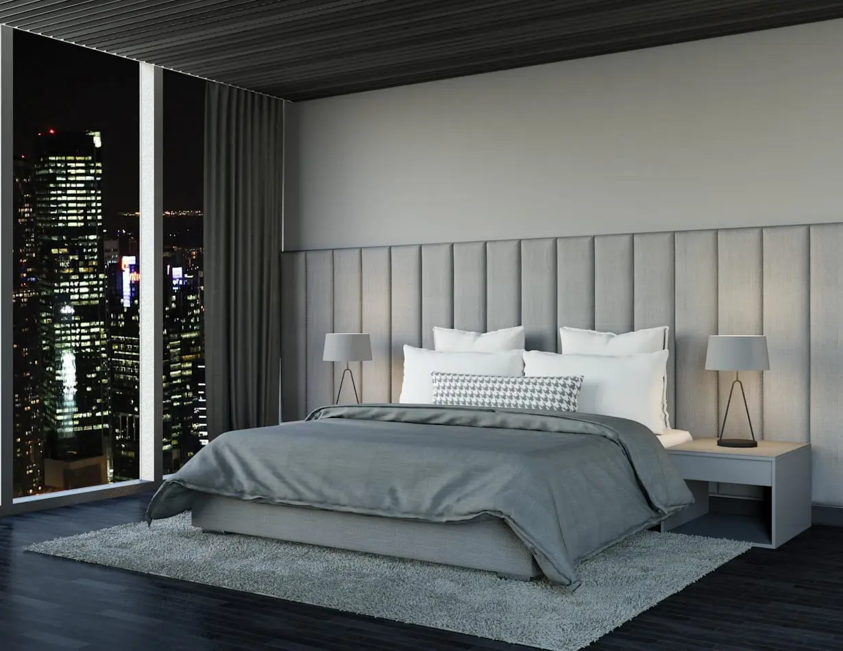 Summit - Wall mounted upholstered, luxury headboard with custom upholstered wall panels - Custom luxury, upholstered beds with high end, bedroom textiles | Blend Home Furnishings
