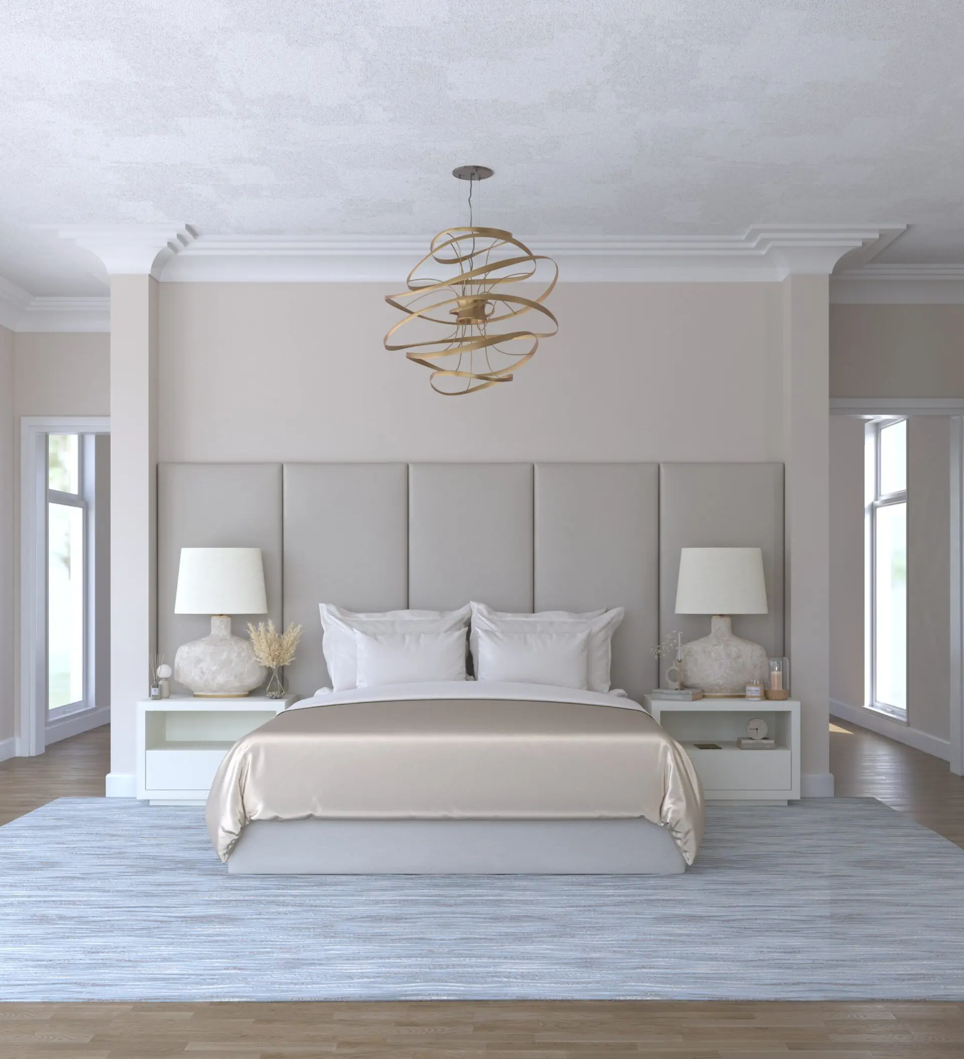 AMAN Upholstered Wall Mounted Headboard & Bed, Luxury Furniture - Blend Home Furnishings