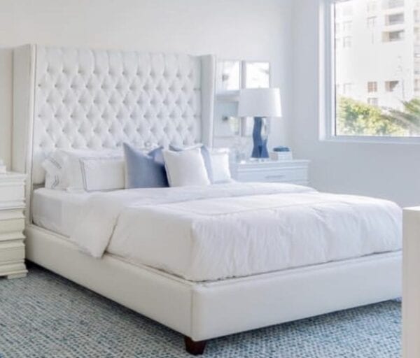 Modern Costa - Wall mounted upholstered, luxury headboard with custom upholstered wall panels - Custom luxury, upholstered beds with high end, bedroom textiles | Blend Home Furnishings