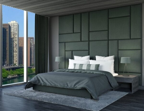 Harrison - Wall mounted upholstered, luxury headboard with custom upholstered wall panels - Custom luxury, upholstered beds with high end, bedroom textiles | Blend Home Furnishings
