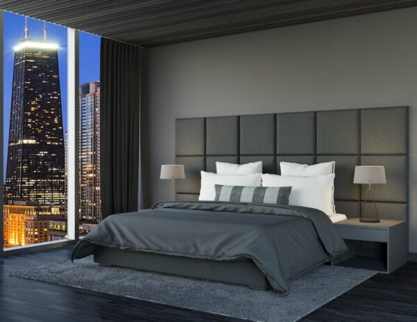 Manhattan - Wall mounted upholstered, luxury headboard with custom upholstered wall panels - Custom luxury, upholstered beds with high end, bedroom textiles | Blend Home Furnishings