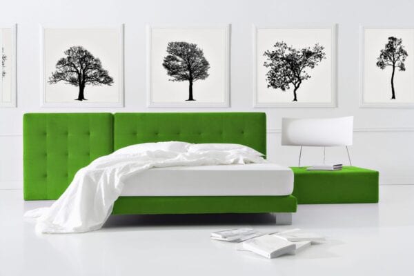 Palo Alto - Wall mounted upholstered, luxury headboard with custom upholstered wall panels - Custom luxury, upholstered beds with high end, bedroom textiles | Blend Home Furnishings