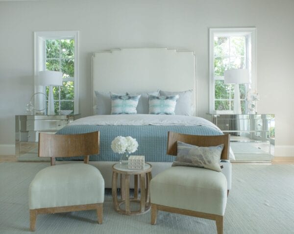 Sarasota - Wall mounted upholstered, luxury headboard with custom upholstered wall panels - Custom luxury, upholstered beds with high end, bedroom textiles | Blend Home Furnishings