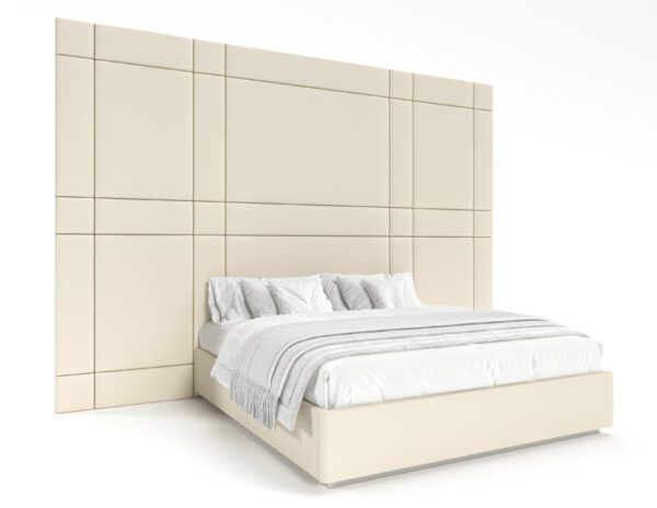 SOLOMAN Upholstered Wall Mounted Headboard & Bed, Luxury Furniture - Blend Home Furnishings